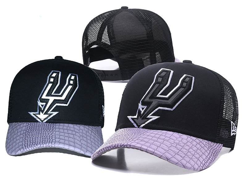 Spurs Team Logo Black Snakeskin Pattern Peaked Adjustable Hat GS